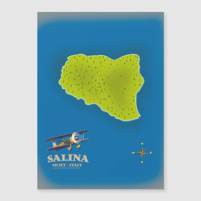 Salina, mapa de posteres de viagens da Sicília (Frente)