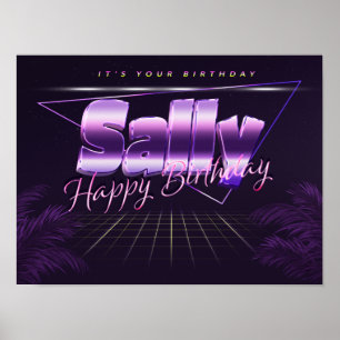 Sally Name Vorname lila retro Poster Geburtstag