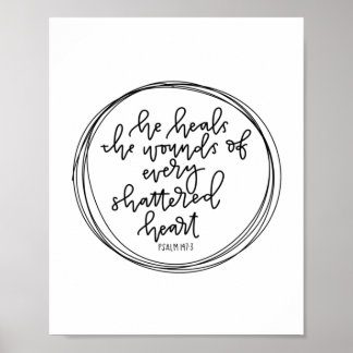 Salm 147:3 - Ele cura as feridas - Poster