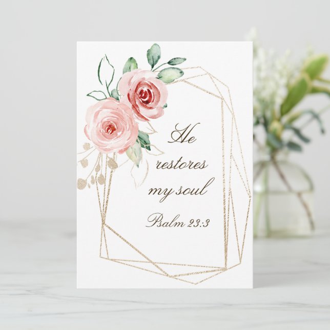 Salm 23:3 Ele Restaura minha placa de Rosa de Bíbl (Em pé/Frente)