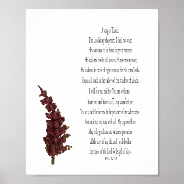 Salm 23, Livro Verde Sobre Poster Floral De Planta (Frente)