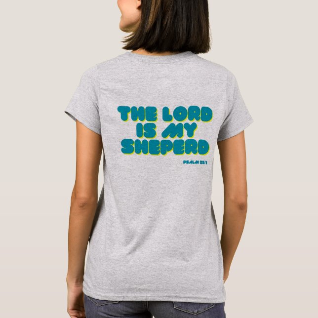 Salm 23, scripture teal, camisa feminina (Verso)