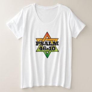 Salm 46-10 - Camisa T de tamanho mais feminino