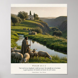 Salmo 23:1-2 O Senhor é Meu Pastor Poster