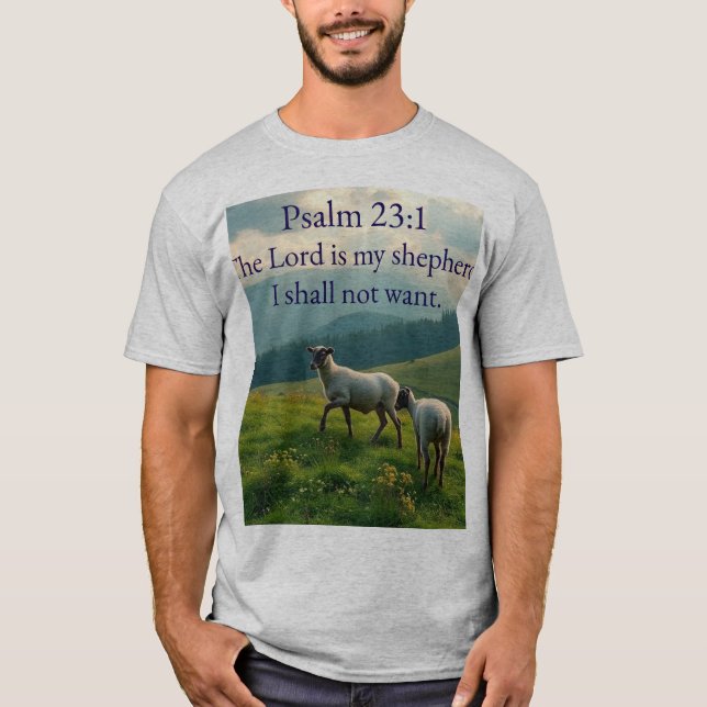 Salmo 23:1 Versículo da Bíblia Camiseta Masculina (Frente)