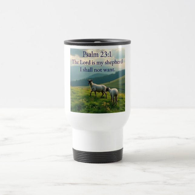 Salmo 23:1 Versículo da Bíblia Caneca de Viagem (Centro)