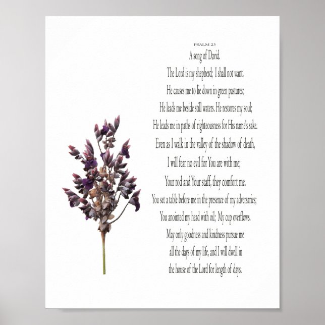 Salmo 23, Poster Botânico Amarelo Roxo (Matte) (Frente)