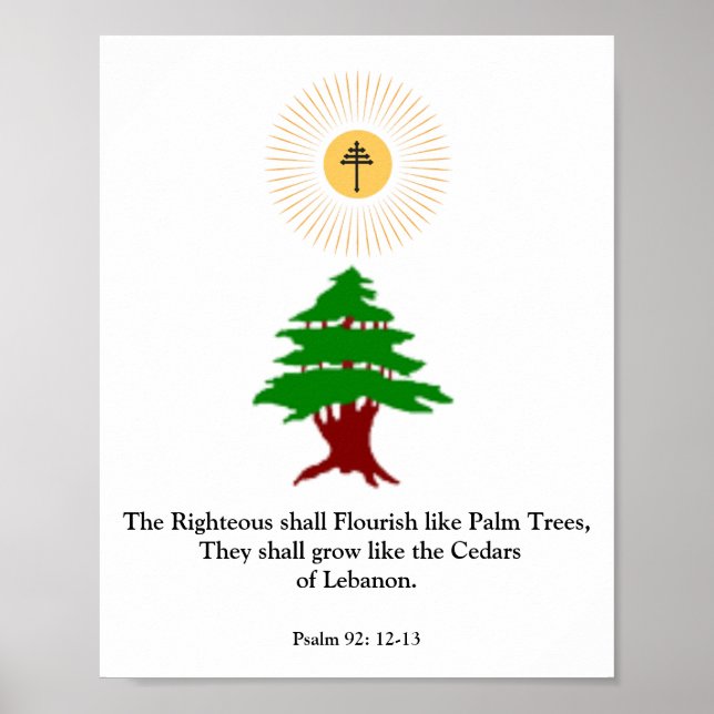Salmo 92: 12-13 Cedar do Líbano Maronite Poster (Frente)
