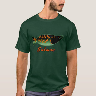 Salmões no t-shirt do estilo