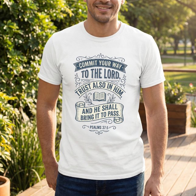 Salmos 37:5 Camiseta Cristã Inspiradora (Criador carregado)