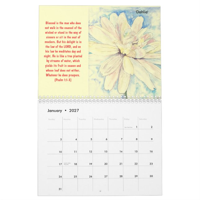 "Salmos & calendário das Aquarelas (Jan 2027)