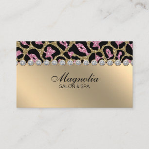 Salon Glitter Leopard Dourado Cartão de visita co