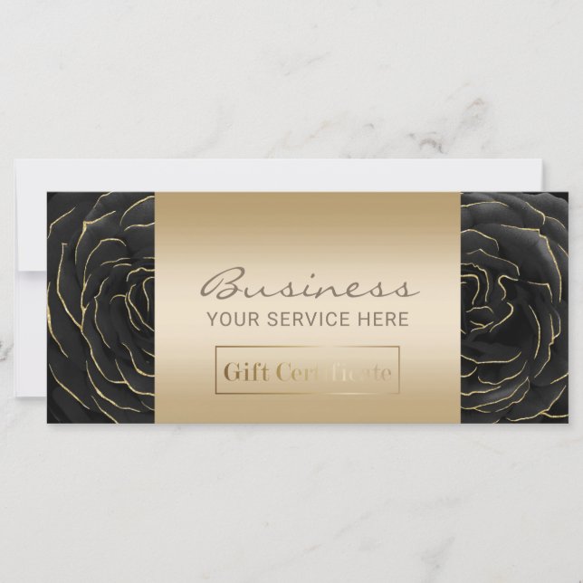 Salon Spa Black & Dourado Floral Gift Certificados (Frente)
