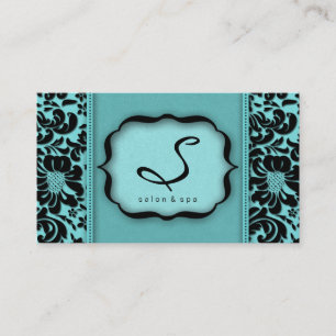 Salon Spa Cartão de visita Blue Damask Floral