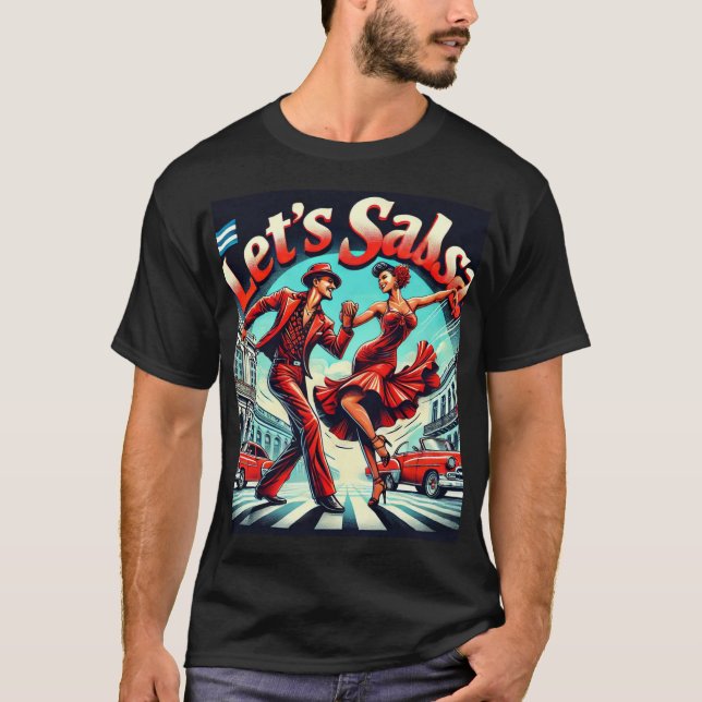 Salsa Bold e Vibrante Salsa Dança T-Shirt (Frente)