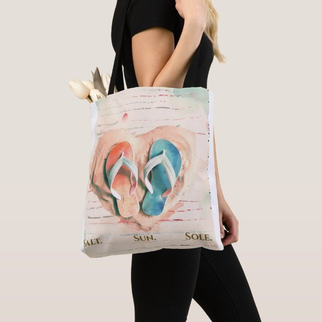 Salt Sun Sole Beach Tote Bag (Close Up)