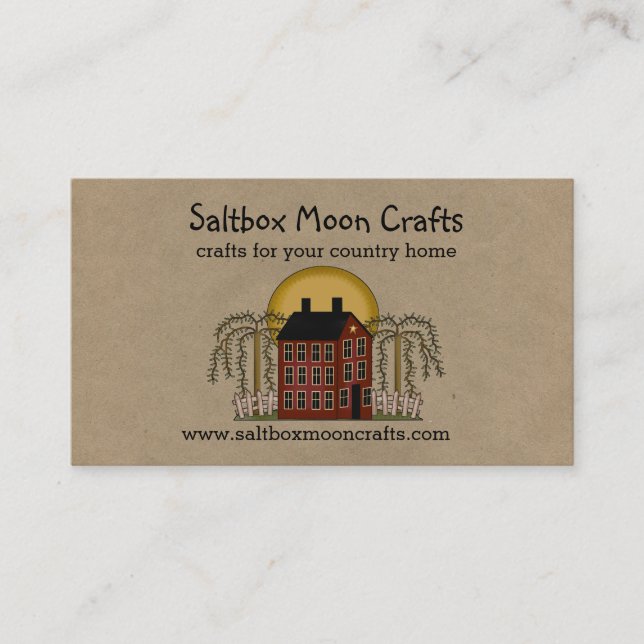 Saltbox e Moon Rustic Country Cartão de visita (Frente)