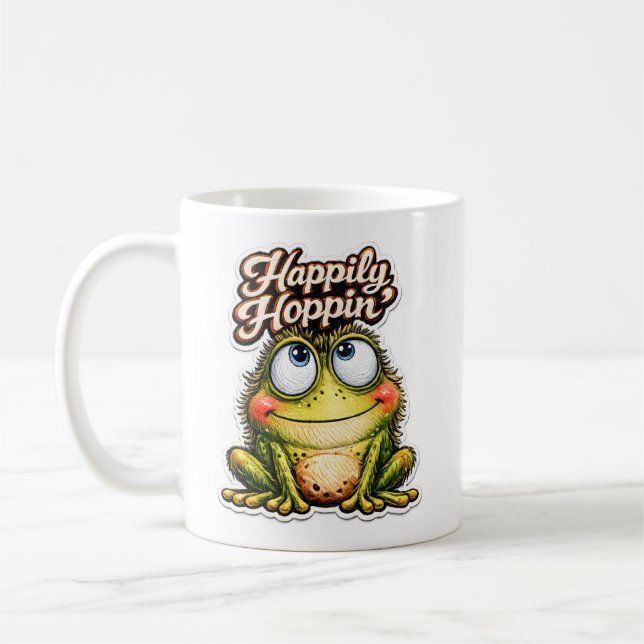 🐸 Saltitando Feliz – Caneca de Café de Sapo Fofo  (Esquerda)