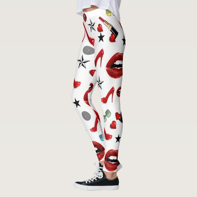 Salto Alto Batom Lábios Leggings (Esquerda)