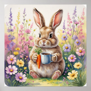 Salto e Sip - Coelho bonito com o Poster da Carrot