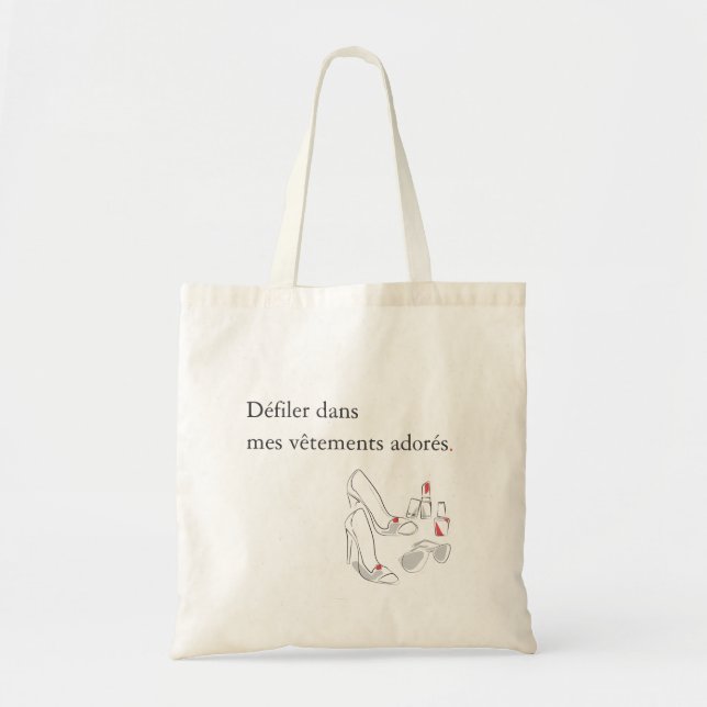 Saltos altos, óculos de sol: Bolsa Tote Line Art (Frente)