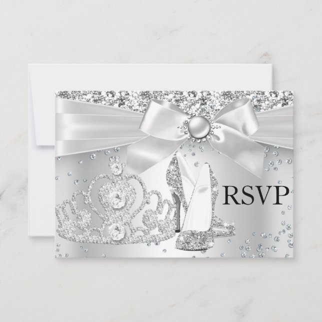 Saltos Tiara Brilho Prata Sweet 16 RSVP (Frente)