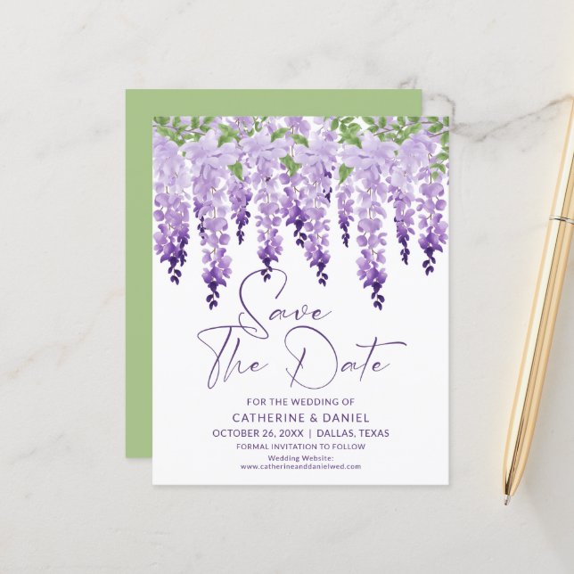 Salva Orçamento A Data Casamento De Wisteria De Aq (Frente/Verso In Situ)