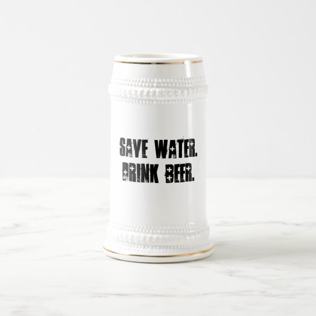 Salvar a água. Beba a cerveja. - Caneca de cerveja (Centro)