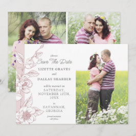 Salvar a Data Cartão de 4 Fotos Casamento Magnolia