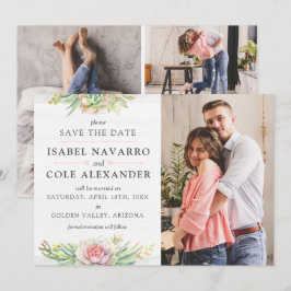 Salvar a Data Cartão de 4 Fotos com Suculentas em 