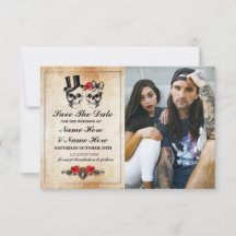 Salvar a Data Cartão de Foto Caveiras Rústicas Gót