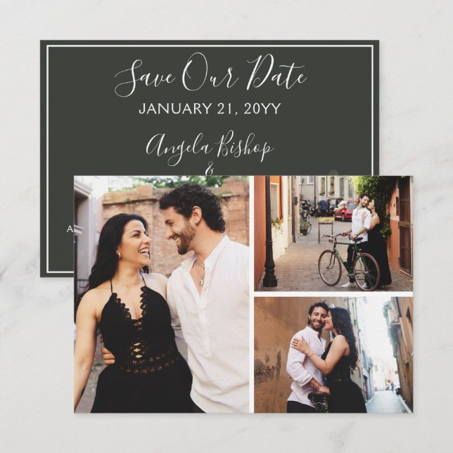 Salvar a Data Cartão Elegante com Flora em Tons de (Frente/Verso)