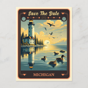 Salvar a data Cartão-postal do Convite Michigan