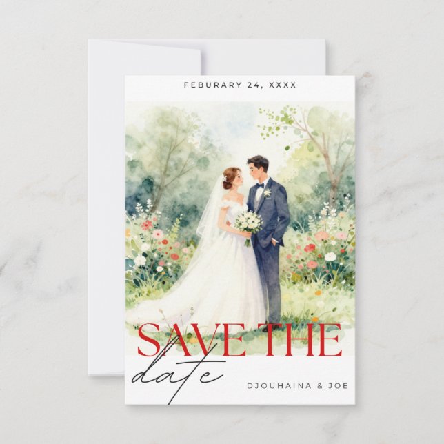 Salvar a Data Convite de Casamento | Romântico (Frente)