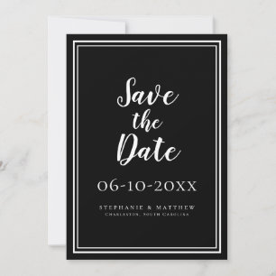 Salvar a Data do Casamento Cartão Moderno Preto e