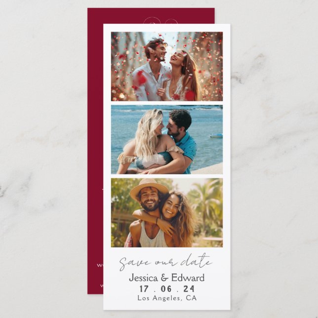 Salvar a Data Foto Booth Código Qr Vermelho Borgon (Frente/Verso)