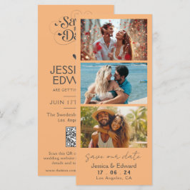 Salvar a data PhotoBooth Qr Code Light Orange Chic