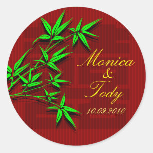 Salvar a etiqueta de bambu chinesa do casamento da