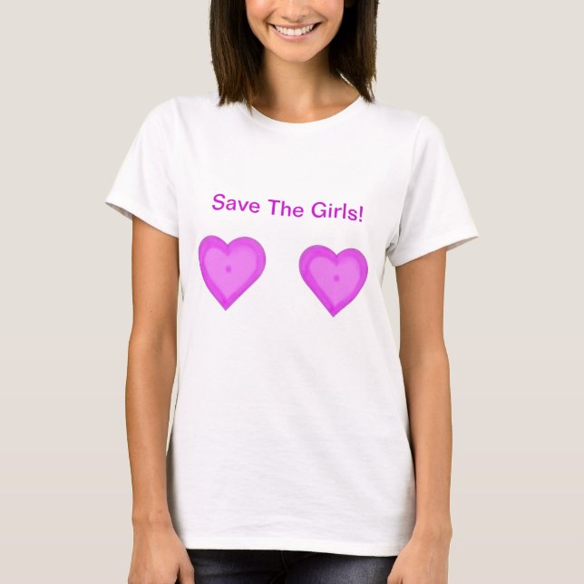 Salvar as meninas!  T-shirt do cancro da mama (Frente)