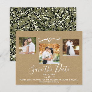Salvar Data de Foto Kraft Camuflado Verde Rústico