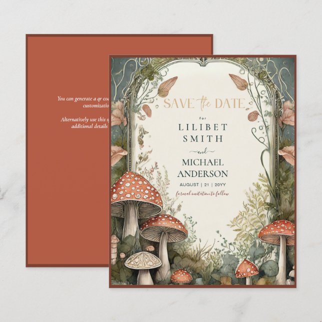 Salvar data Fairycore Goblincore Cogumelos (Frente/Verso)