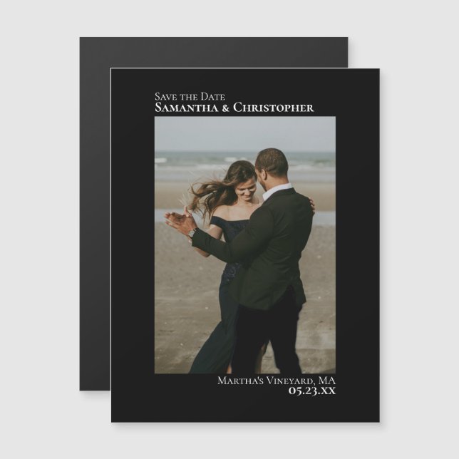 Salvar minimamente a data do ímã preto de fotos ve (Frente/Verso)