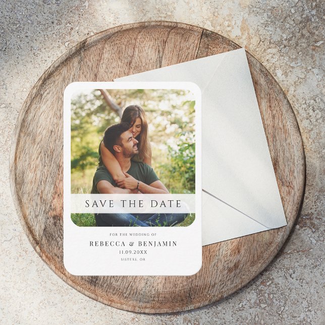 Salvar o Anúncio de casamento de fotos de data (Modern Photo Wedding Save the Date Announcement Notecard)
