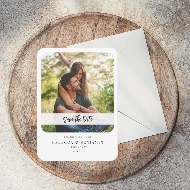 Salvar o Anúncio de Script de Casamento de Foto de (Wedding Save the Date Photo Script Announcement Note Card)