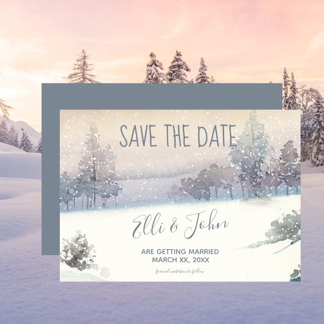 Salvar O Anúncio Do Casamento no inverno De Data (Save The Date Winter Wedding Announcement)