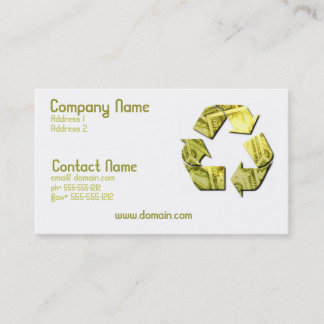 Salvar o cartão de visita do reciclar do dinheiro