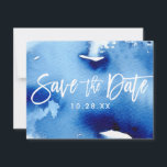 SALVAR O CARTÃO POSTAL marinho azul-aquarela moder<br><div class="desc">por kat massard >> kat@simplysweetPAPERIE.com <<< Uma maneira simples e na moda para SALVAR A DATA para o casamento com um espaço prático para endereçar aos destinatários. Configurar como um modelo é simples para você adicionar seus próprios detalhes, ou apertar o botão personalizar e você pode adicionar ou alterar texto,...</div>