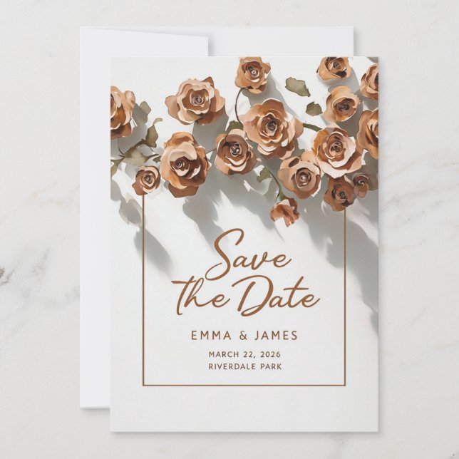 Salvar O Convite De Casamento De Data De Flor (Frente)