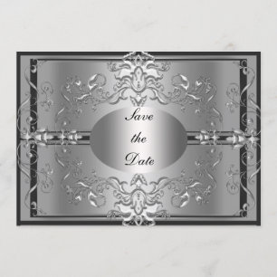 Salvar O Convite Elegante De Data Prata