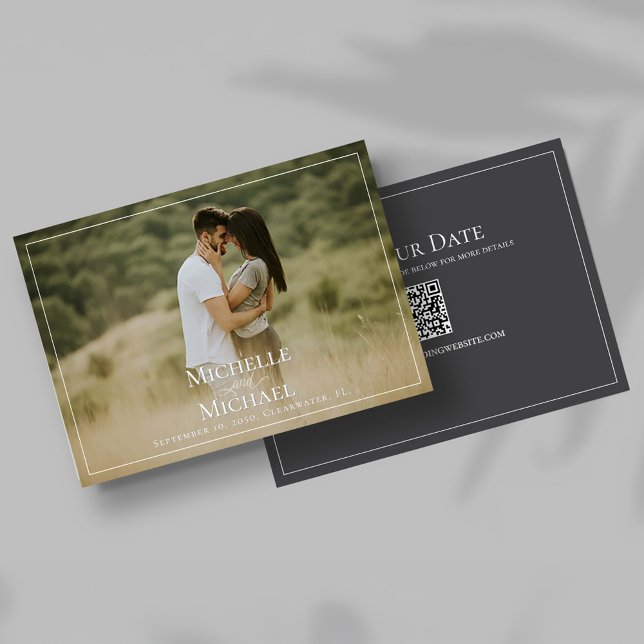 Salvar o Modelo de Foto de Casamento de Data (Elegant save the date photo card template. )